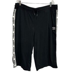 Umbro Mens Black Jogger Shorts Side Logo Stripe Sz XXL